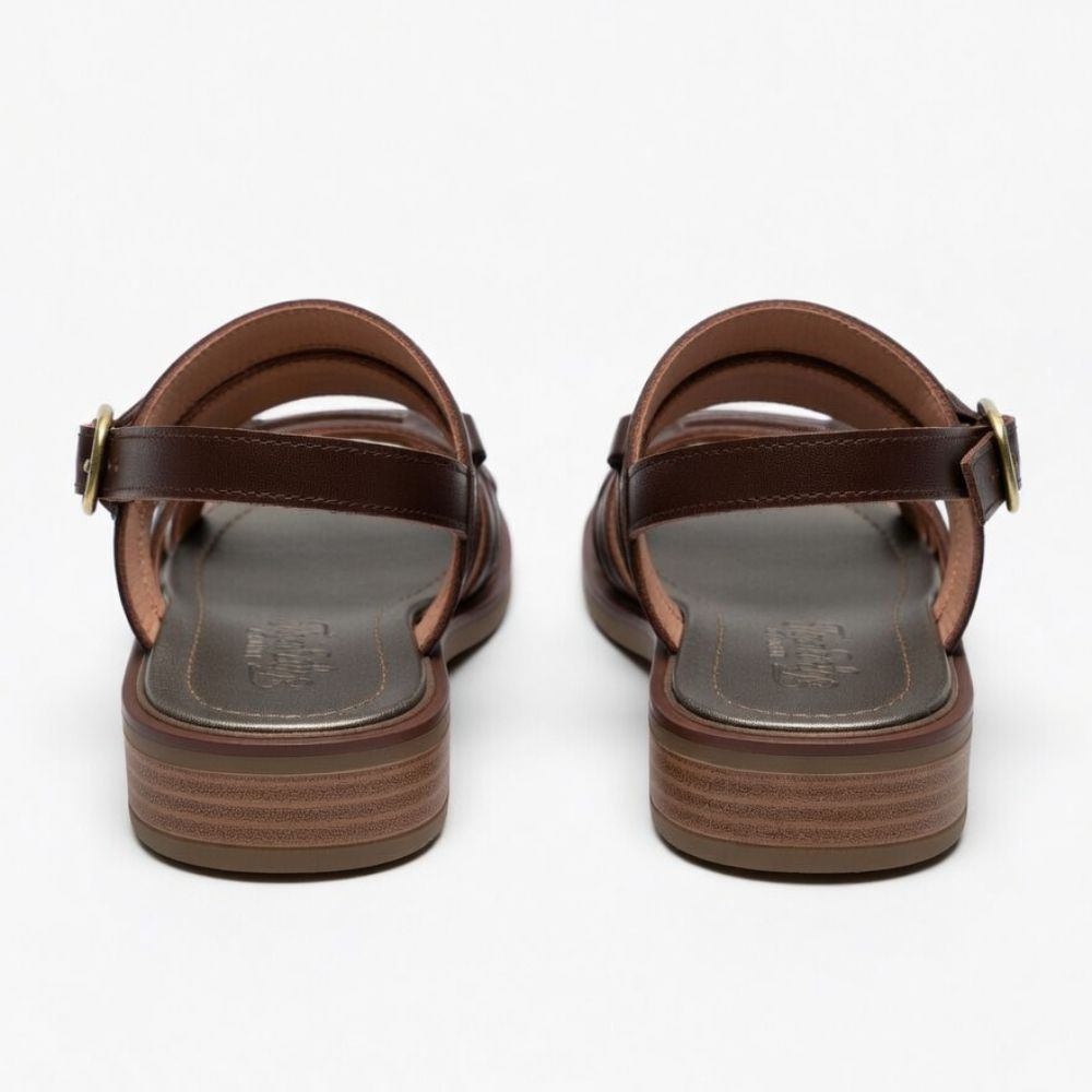 Handcrafted Men Leather Dual Strap Sandals with Buckle Closure